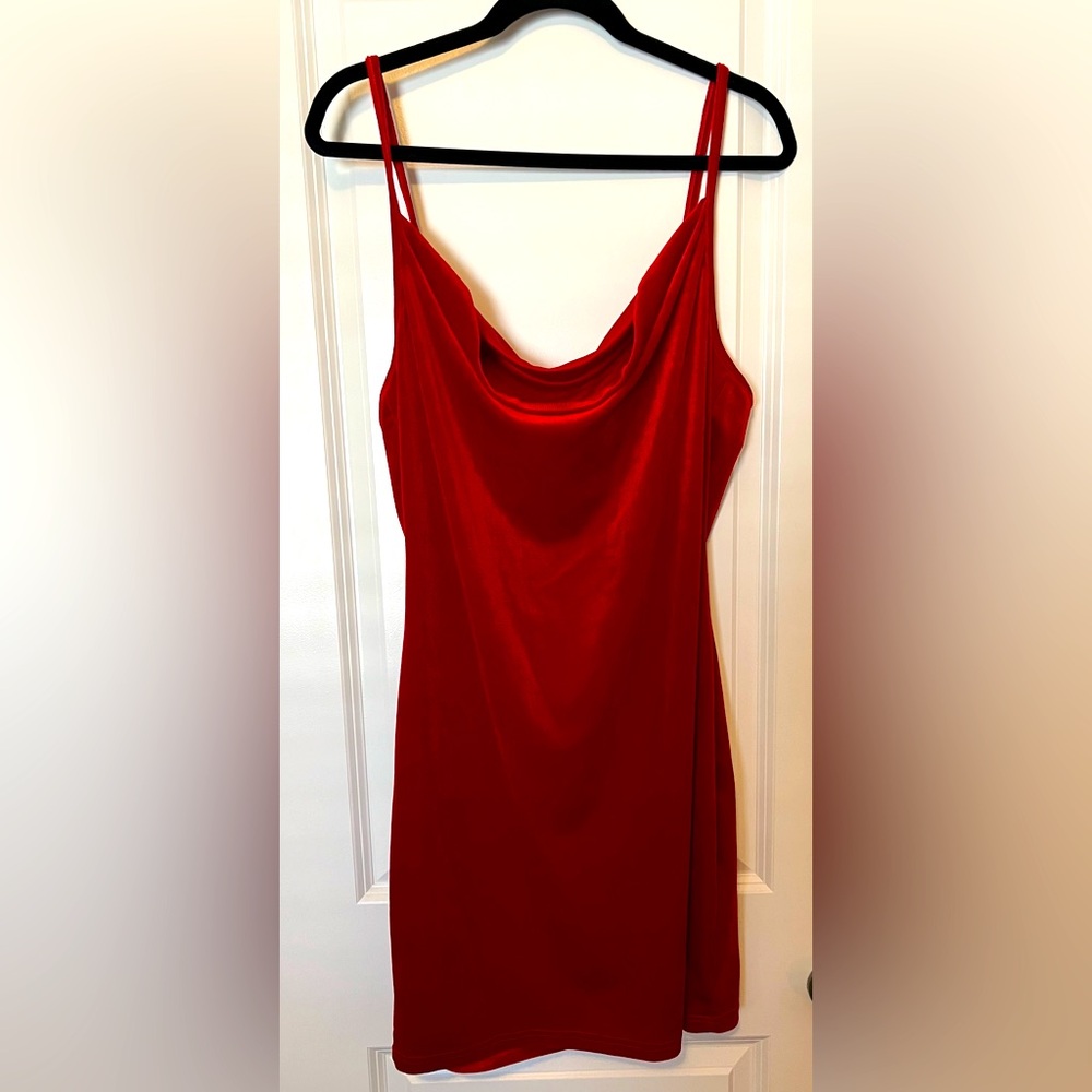 SHEIN Red Velvet Sleeveless Midi Dress Size XL